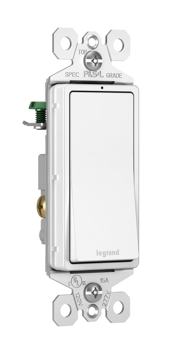 Pass & Seymour White Single-Pole Premium Decorator Lighted Switch, , 15A, 120/277V, (15A 120/277V, White)