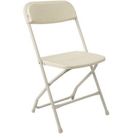 Folding Chair, White Plastic, Metal Frame