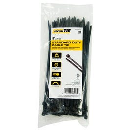 Standard Duty Cable Tie, UV Black, 8-In., 100-Pk.