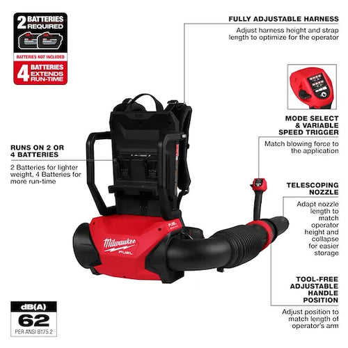 Milwaukee M18 FUEL™ Dual Battery Backpack Blower (155 MPH 650 CFM 18-Volt)