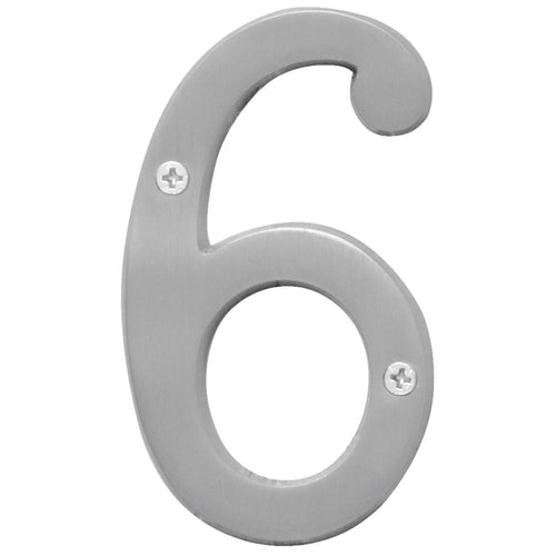 Hy-Ko Prestige Series 4 In. Satin Nickel House Number Six