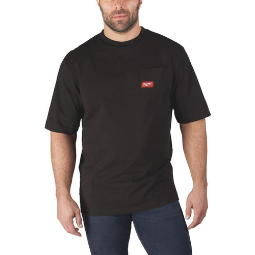 Milwaukee Medium Black Short Sleeve Men's Heavy-Duty Pocket T-Shirt