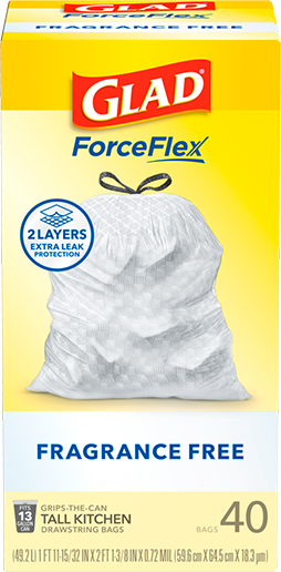 Glad Kitchen ForceFlex Bags Fragrance Free (13 Gallon - 40 Bags)