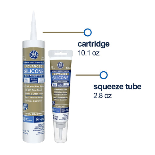 GE Advanced Silicone 2® Window & Door Sealant Clear, 2.8 Oz