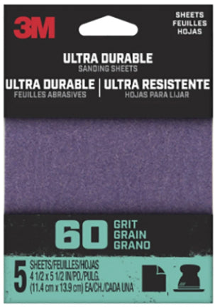 POWER SANDIN 1/4 SHT 60 GRIT 5PK ULTR
