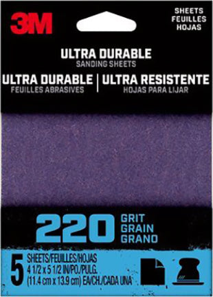 SANDING SHEET 1/4 IN 220 GRIT 5P