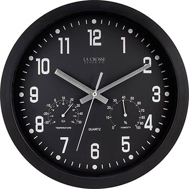 WALL CLOCK 12 IN W/TEMP HUMIDITY