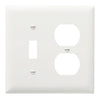 Pass & Seymour Combination Openings, 1 Toggle Switch and 1 Duplex Receptacle, Two Gang, White