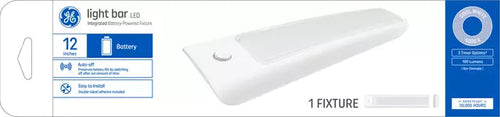 GE Battery Powered Light Bar with Timer LED Cool White 12in Light Fixture
