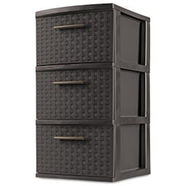 Storage Tower, 3 Drawer, Espresso Weave, 15 x 12-5/8 x 24-In.