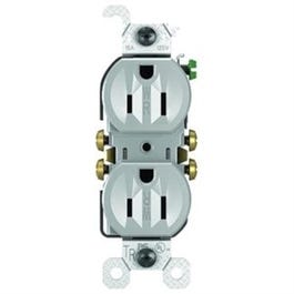 Trademaster Duplex Outlet, Gray, 125-Volt, 15-Amp