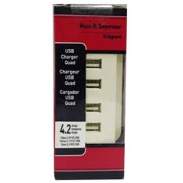 USB Charger, 4-Outlet, Light Almond