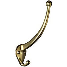Wall Hook for Clothes, Heavy-Duty, Solid Brass, Holds 75-Lbs.