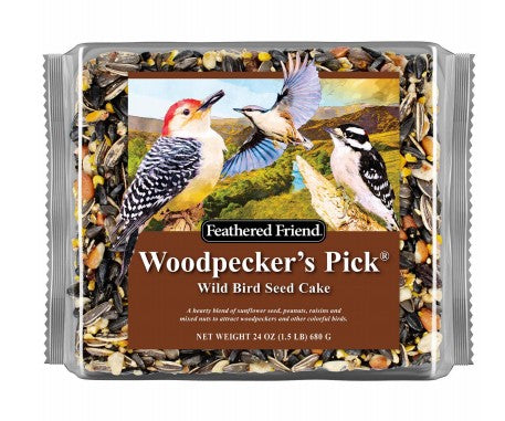 Global Harvest Foods Feathered Friend Woodpecker Seed Cake Wild Bird Food