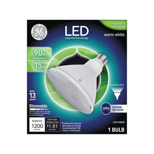 GE Classic LED 90 Watt Replacement, Warm White, PAR38 Outdoor Floodlight Bulb