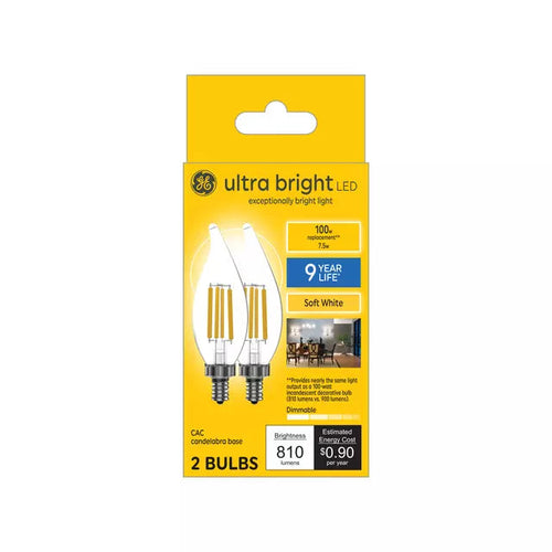 GE Ultra Bright LED 75 Watt Replacement Soft White CA11 Deco - Candle Bulbs