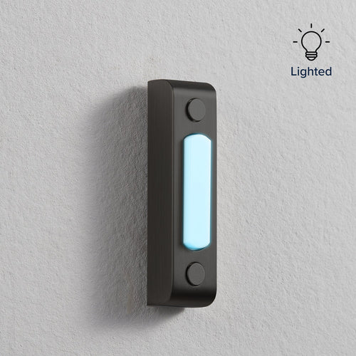 Globe Heath Zenith Black Metal Wired Lighted Push Doorbell Button