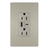 Duplex Outlet + Type A/C USB, 15-Amp, Nickel, 6.0A