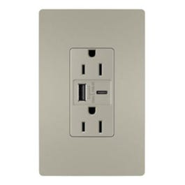 Duplex Outlet + Type A/C USB, 15-Amp, Nickel, 6.0A