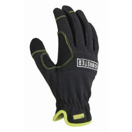 High Performance Work Gloves, Black Synthetic Leather Palm & Fingers, XL