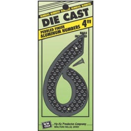House Address Number 6, Black Die-Cast Aluminum, 4-In.
