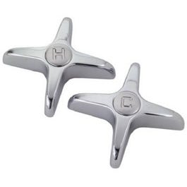 Lavatory Faucet Handle With Buttons, Price Pfister Cross-Style, Polished Chrome, 2-Pk.