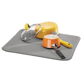 Microfiber Dish Drying Mat, Pewter/Ivory, 18 x 16-In.