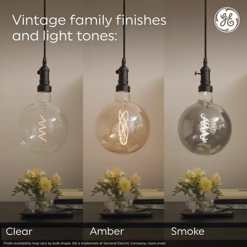 GE Vintage Style CA11 LED Light Bulb Decorative Candle Bulb Amber Glass 25 Watt Replacement