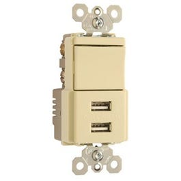 Decorator Combination Switch & USB Charger, Light Almond