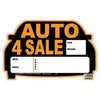 Auto for Sale Sign, Orange & Black, Polystyrene, 9 x 14-In.