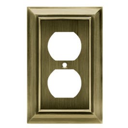 Duplex Wall Plate, 1-Gang, Architectural, Antique Brass Zinc