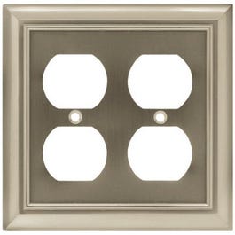 Duplex Wall Plate, 2-Gang, Architectural, Satin Nickel Zinc