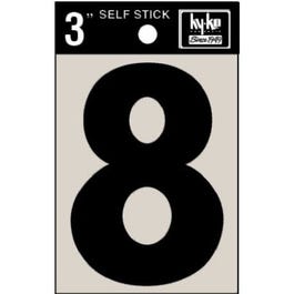 Address Numbers, 8, Black Vinyl, Adhesive, 3-In.