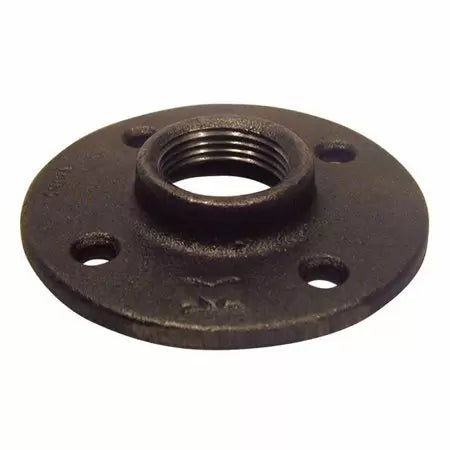 B & K Industries Black Floor Flange 150# Malleable Iron Threaded Fittings 1-1/2