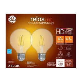 LED Light Bulbs G25 Clear Soft White 350 Lumens 4.5 Watts 2 Pk. Edwardsville IL Alton IL Breese IL St. Peters True Value