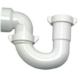 Lavatory/Kitchen Wall Drain Trap With Nuts & Washers, White Plastic