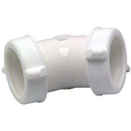 Lavatory/Kitchen Drain Elbow, 45 Degree, White Plastic