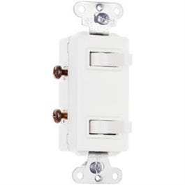 2 Single-Pole Switch, Grounding, White, 15-Amp, 120/277-Volt