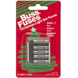 Glass Tube Christmas Light Fuse, Type AGX, 7-Amp, 125-Volt, 5-Pk.