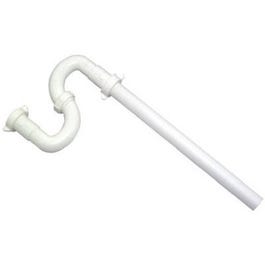 Lavatory Floor Drain S-Trap, White Plastic, 1.25-In. O.D.