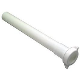 Lavatory Drain Extension Tube, White Plastic, 1.25 O.D. x 12-In.