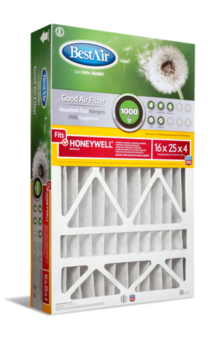 BestAir® 16 x 25 x 4, Air Cleaning Furnace Filter, MERV 8, Removes Allergens & Contaminants, For Honeywell Models (16 x 25 x 4)