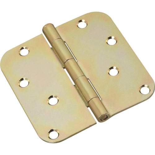 National 4 In. x 5/8 In. Radius Satin Brass Tone Door Hinge