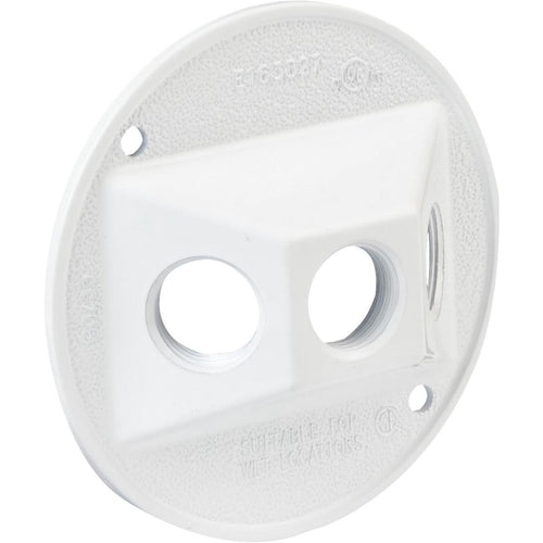 Bell 3-Outlet Round Corrosion Resistant Zinc White Weatherproof Outdoor Box Cover