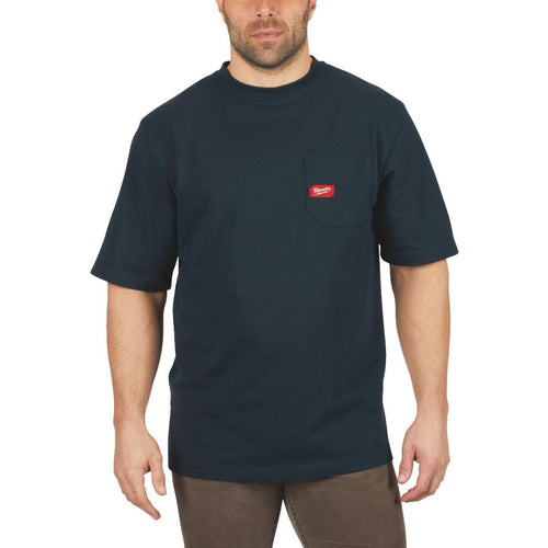 Milwaukee XL Navy Blue Short Sleeve Men's Heavy-Duty Pocket T-Shirt